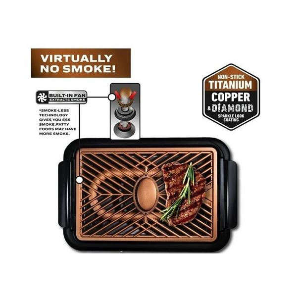 Gotham Steel Smokeless Grill with Fan, Indoor Grill Ultra Nonstick Electric Grill Dishwasher Safe Su