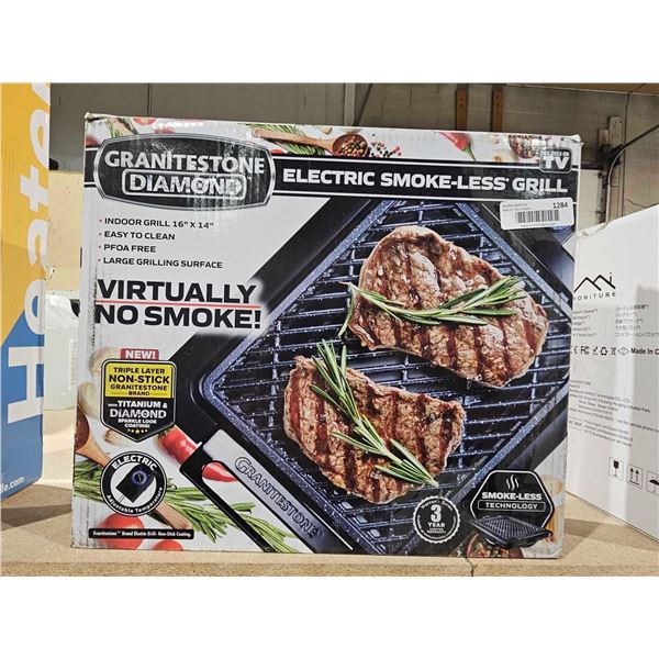 Granitestone Smokeless Indoor Grill, Nonstick Indoor Smokeless Grill with Diamond Coating & Adjustab