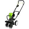 Image 1 : Greenworks TL80L00 10-Inch 80V Cordless Tiller Cultivator, Battery Not Included, Green