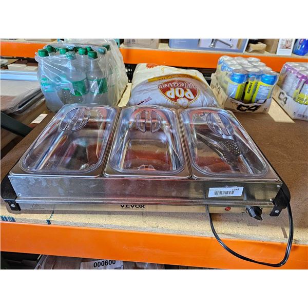 Vevor  Electric Warmer and Buffet Server with 3 Large 2.5 Liter Food Compartments with Lids & Variab