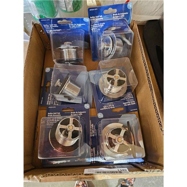 Lot of 6 Roller Ball Tub Drain Assembly - Push Pull Style