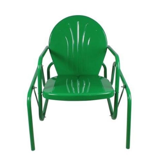 Outdoor Retro Metal  Tulip Glider Patio Chair, Green
