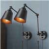 Image 1 : HOXIYA DIMMABLE Swing Arm Plug in Wall Lamps Set of 2, Plug-in Wall Sconce with Dimmer Switch Cord, 