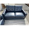 Image 3 : Blue Leather Power Recline Livingroom Set with 80" Sofa, 55" Loveseat, 55" Chair and Built in USB Po