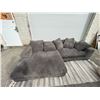 Image 1 : Plush Gray Cord Chaise Lounge Sofa 9' Long