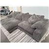 Image 3 : Plush Gray Cord Chaise Lounge Sofa 9' Long