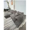 Image 4 : Plush Gray Cord Chaise Lounge Sofa 9' Long