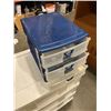 Image 2 : 3 DRAWER ROLLING ORGANIZER AND SMALL BLUE 3 DRAWER ORGANIZER