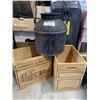 Image 1 : 2 WINE CRATES AND ANTIQUE PAIL