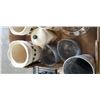 Image 2 : TRAY OF PORCELAIN CANNISTERS AND METAL VASE