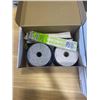 Image 1 : 2 BOXES OF OFFICE SUPPLIES 50/50 TICKETS WITH BROCHURE STAND AND MAGAZINE STND