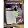 Image 2 : 2 BOXES OF OFFICE SUPPLIES 50/50 TICKETS WITH BROCHURE STAND AND MAGAZINE STND