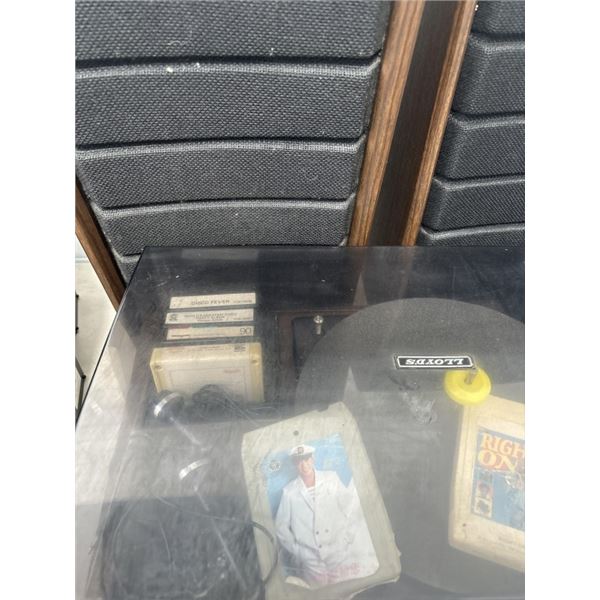 LLOYDS DUAL 8 TRACK PLAY RECORDER WITH ACCESSORIES AND SPEAKERS WORKING