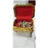 Image 2 : ORNATE JEWELLERY BOX FULKL OF ESTATE RINGS, AND MIRRORED JEWELLERY BOX