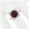 Image 5 : 14k White Gold 5.6 ctw GIA Cushion Rubellite Tourmaline Diamond Halo Cocktail Ri