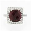 Image 6 : 14k White Gold 5.6 ctw GIA Cushion Rubellite Tourmaline Diamond Halo Cocktail Ri