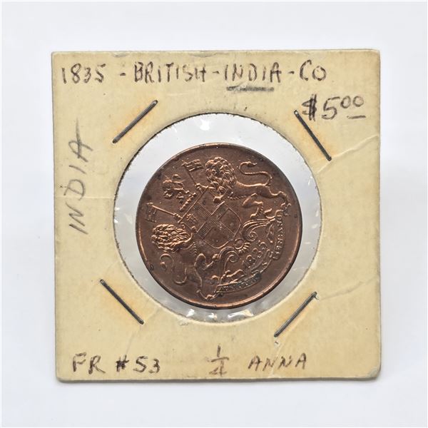 1835 British India 1/4 Anna