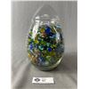 Image 1 : Vintage 9.5" H Lidded Glass Jar w/ Vintage Marbles