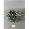 Image 2 : Vintage 9.5" H Lidded Glass Jar w/ Vintage Marbles