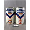 Image 1 : 2 Vintage 1 Pint Tins w/ Contents - Gulf Automatic Transmission Fluid