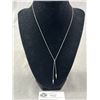 Image 1 : Beautiful Sterling Silver Necklace w/ Tiny Clear Stones on Tassle
