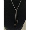 Image 2 : Beautiful Sterling Silver Necklace w/ Tiny Clear Stones on Tassle
