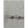 Image 2 : 925 Sterling Silver Genuine Amethyst Earrings