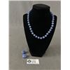 Image 1 : Vintage 16"  Lapis Lazuli? Round Bead Necklace w/ Matching Clip On Earrings