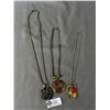 Image 1 : Lot Of 3 Colourful 2" Pendant On Chain Necklace