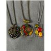 Image 2 : Lot Of 3 Colourful 2" Pendant On Chain Necklace