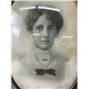Image 2 : Vintage Oval Convex Glass Metal Framed Portrait Of A Woman. Approx. 20" x 14"