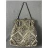 Image 2 : Gorgeous Vintage White Satine Beaded Evening Bag & Black Clutch Purse w/ Rhinestone Accents