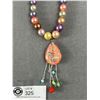 Image 2 : Multicoloured Beaded 26" Necklace w/ 4" "I Think I Can" Pendant & Matching Stretch Bracelet