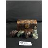 Image 1 : Nicely Carved Wooden Box, with 3 Carved Elephants and a Godess Figurine