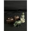 Image 2 : Nicely Carved Wooden Box, with 3 Carved Elephants and a Godess Figurine