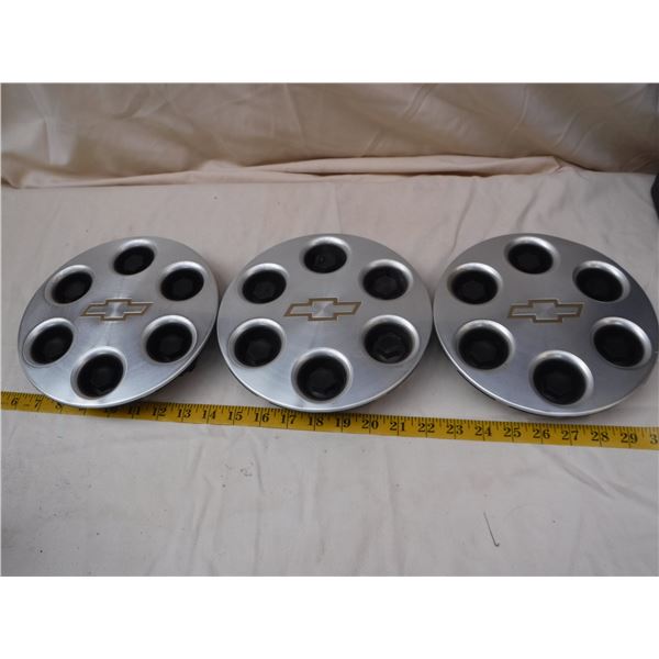 Set of 3 Chevy 6 Bolt Wheel Caps - New
