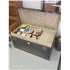 Image 1 : Old Metal Steamer Trunk with Contents - 8 Tracks and Some Cassette Tapes