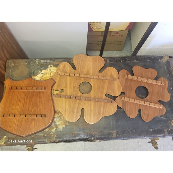 Lot of 3 Vintage Wooden Spoon Racks