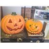 Image 1 : Lot of 2 Pumpkin Decor - one lights up, other one side is face other is of bats
