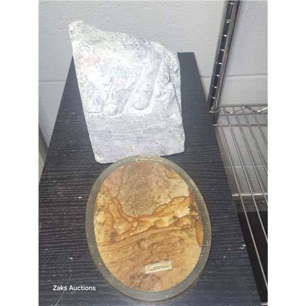 Large Chunk of Partially Carved (training piece maybe?) Soapstone 5.3lbs? Quebec + 1 Slab of Picture