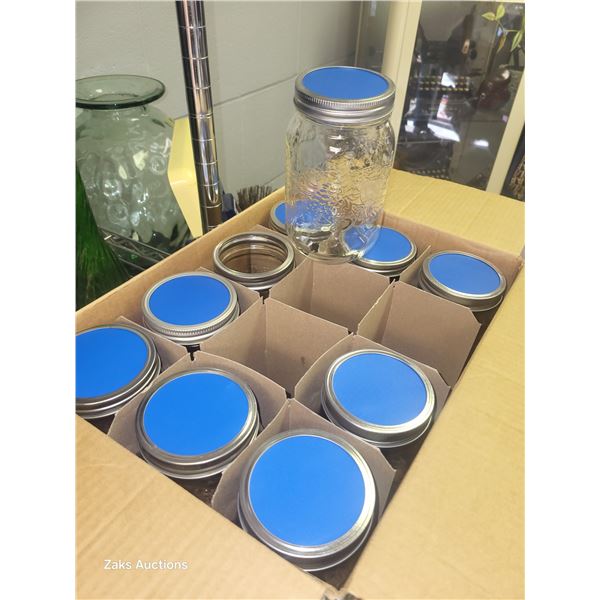 Lot of 10 Bernadin 1 Litre Canning Jars with Lids