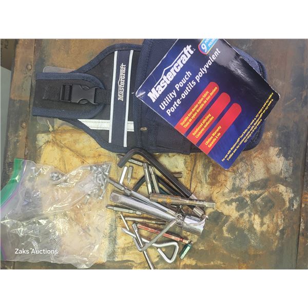 New Mastercraft Utility Pouch with Hex Keys + Extension Ratchet and Drill Bits