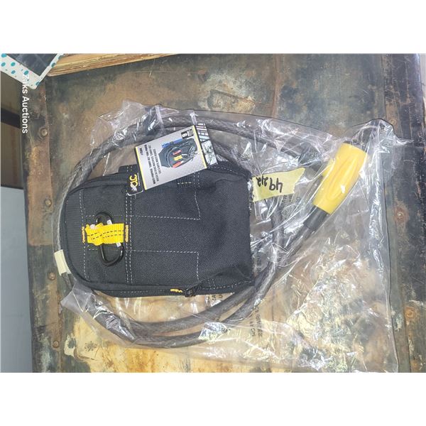 New Custom Leather Craft Multi Purpose Carry All Tool Pouch + Locking Bike Lock with Key