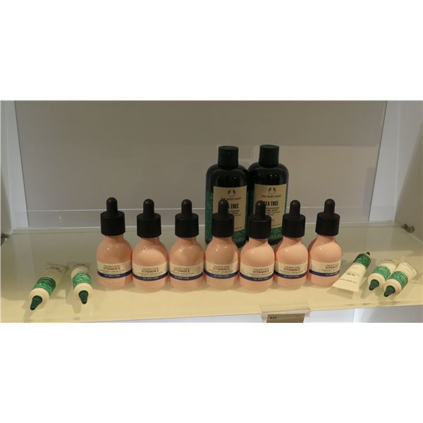 Multiple Bottles The Body Shop Vitamin E Serum, Tea Tree Facial Wash & Tubes Gel
