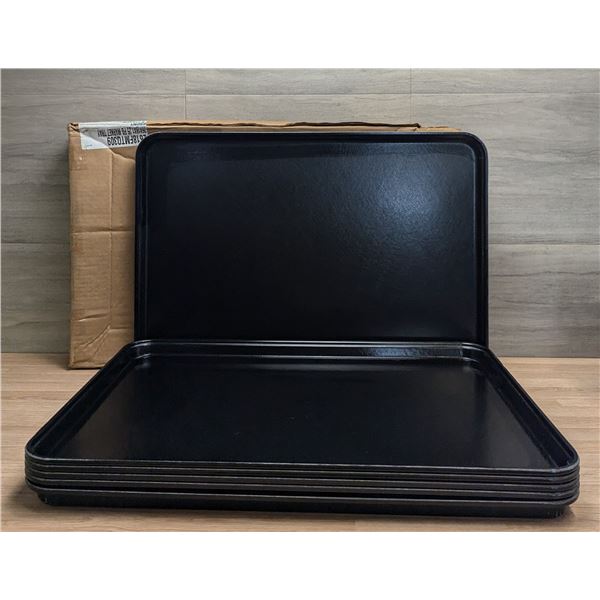 Black 18" x 26" x 1" Fiberglass Market Trays - Lot of 6 |Front 1/2