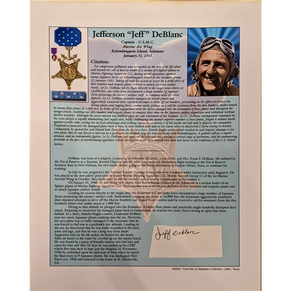 WW2 Jefferson DeBlanc Signed Bio Page
