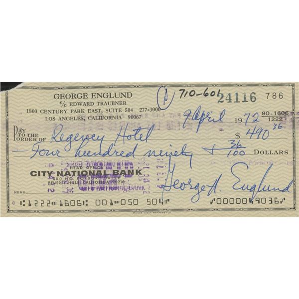 George Englund signed check