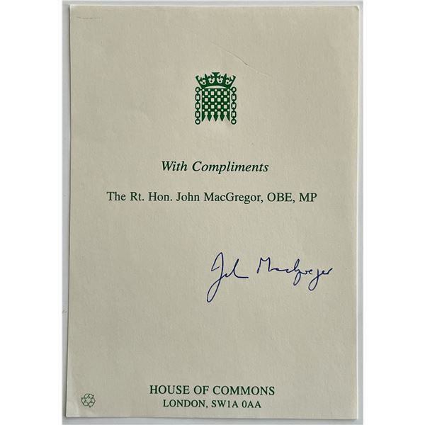 Member of Parliament John MacGregor signed note