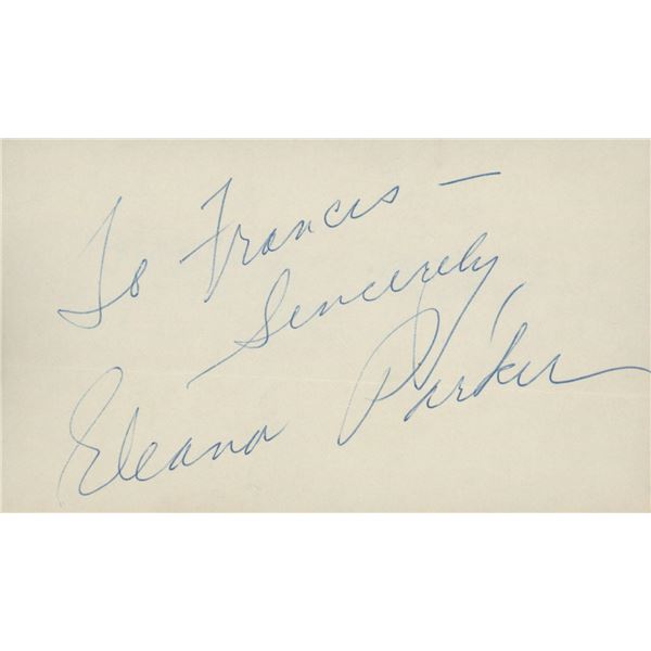 Eleanor Parker signed note