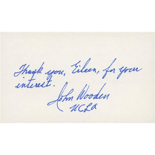 John Wooden signed note